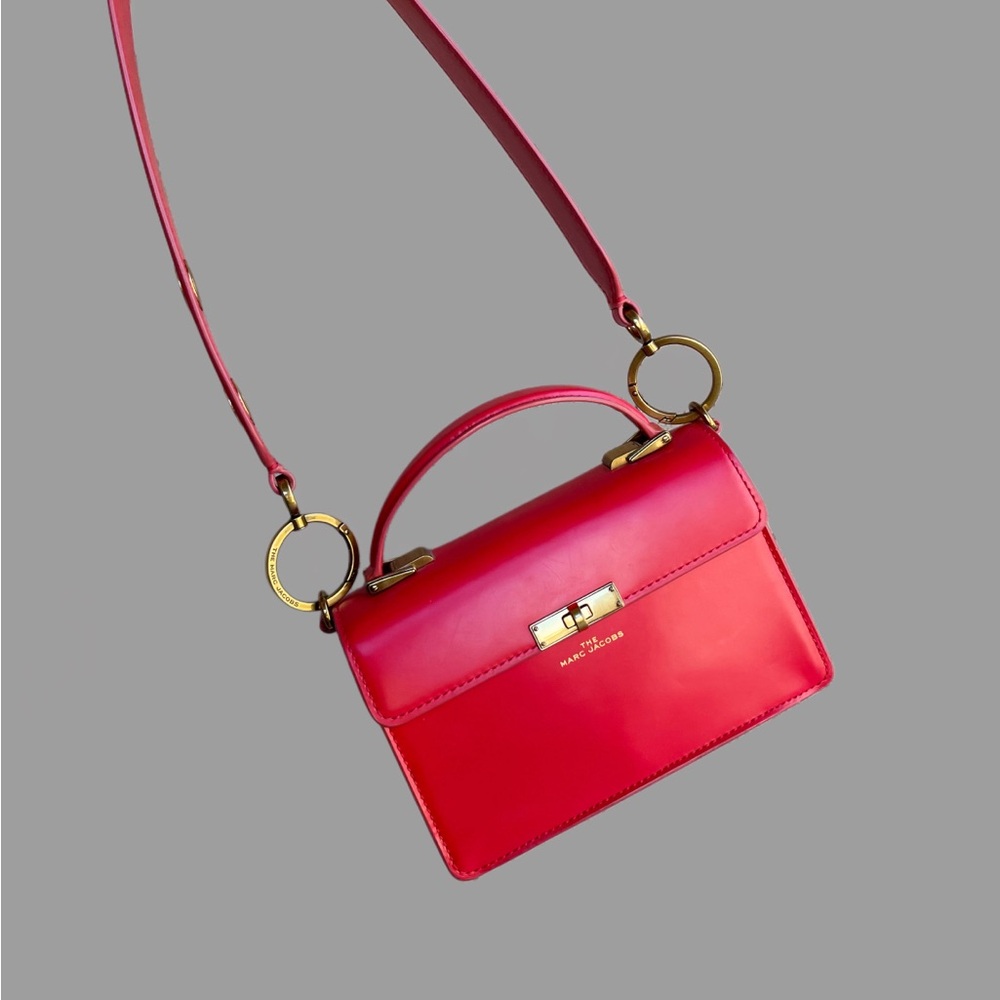 MARC JACOBS Red Smooth Leather Crossbody Flap Satchel Downtown Shoulder Bag - Picture 10 of 17